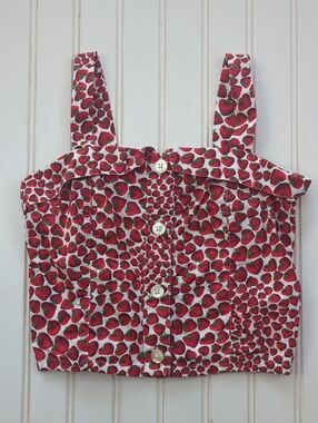 Crewcuts Red & White Strawberry Print Crop Top